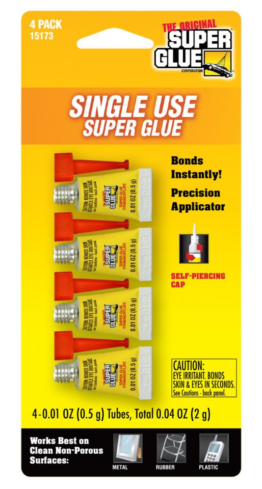Super glue, single use, 0.036 oz. (1 g.)