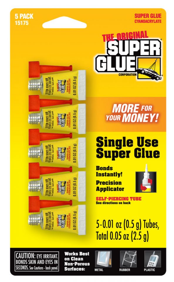 New 5 Pack SUPER GLUE Strong Bond Adhesive Plastic Glass Wood