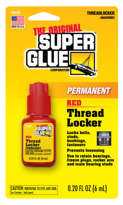 Red Permanent Threadlocker On Packaging | The Original Super Glue Corporation