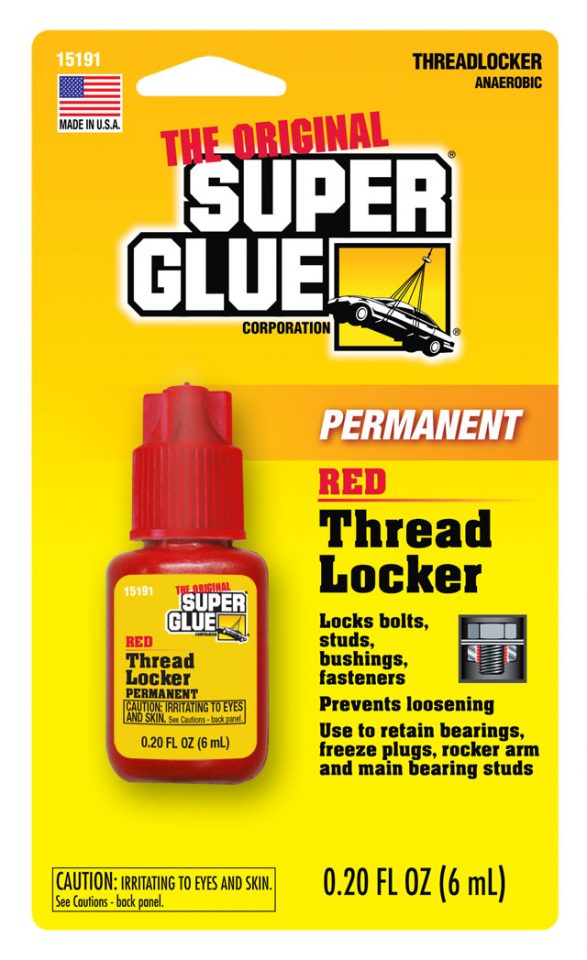 Red Permanent Threadlocker On Packaging | The Original Super Glue Corporation