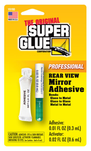 Rear View Mirror Adhesive On Packaging | The Original Super Glue Corporation