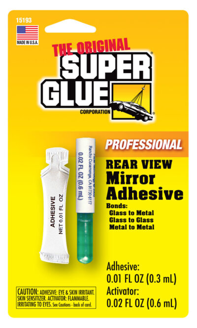 Rear View Mirror Adhesive On Packaging | The Original Super Glue Corporation